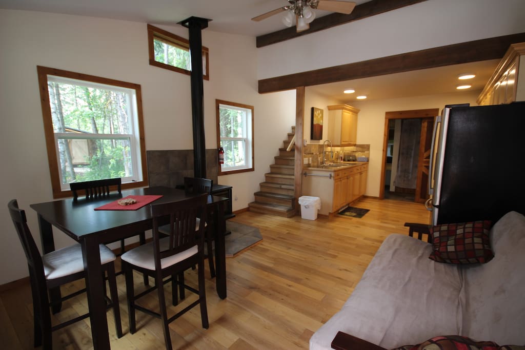 Living area with wood stove