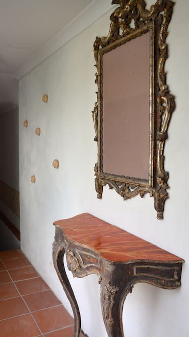 Slightly bad knock off baroque hall table and mirror