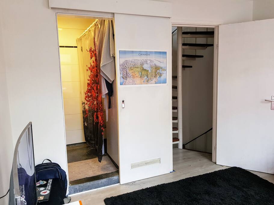 bathroom and stairwell