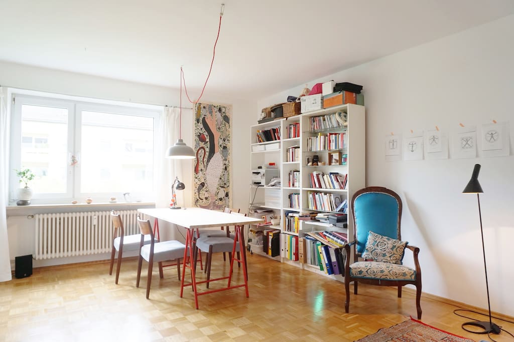 The big windows suffuse the room with light.