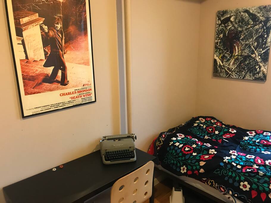 In winter months that pipe keeps you nice and toasty while you gaze at that compelling peacock painting – or Charles Bronson.