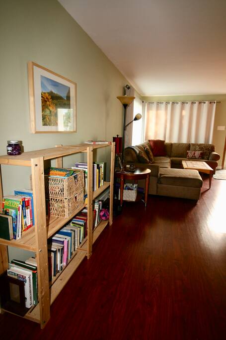 Library and living room