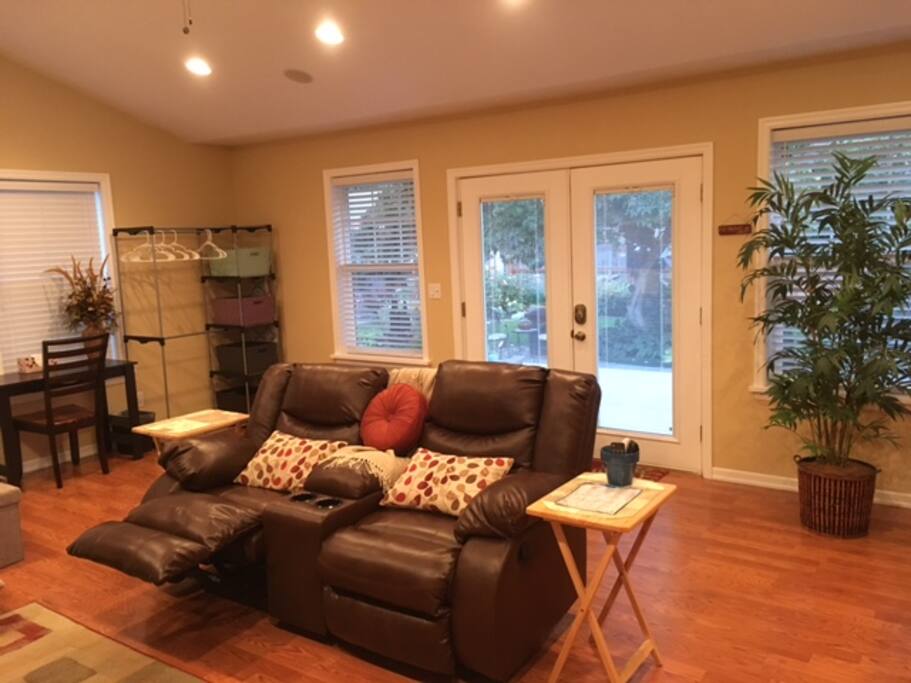 Private French door entry from deck