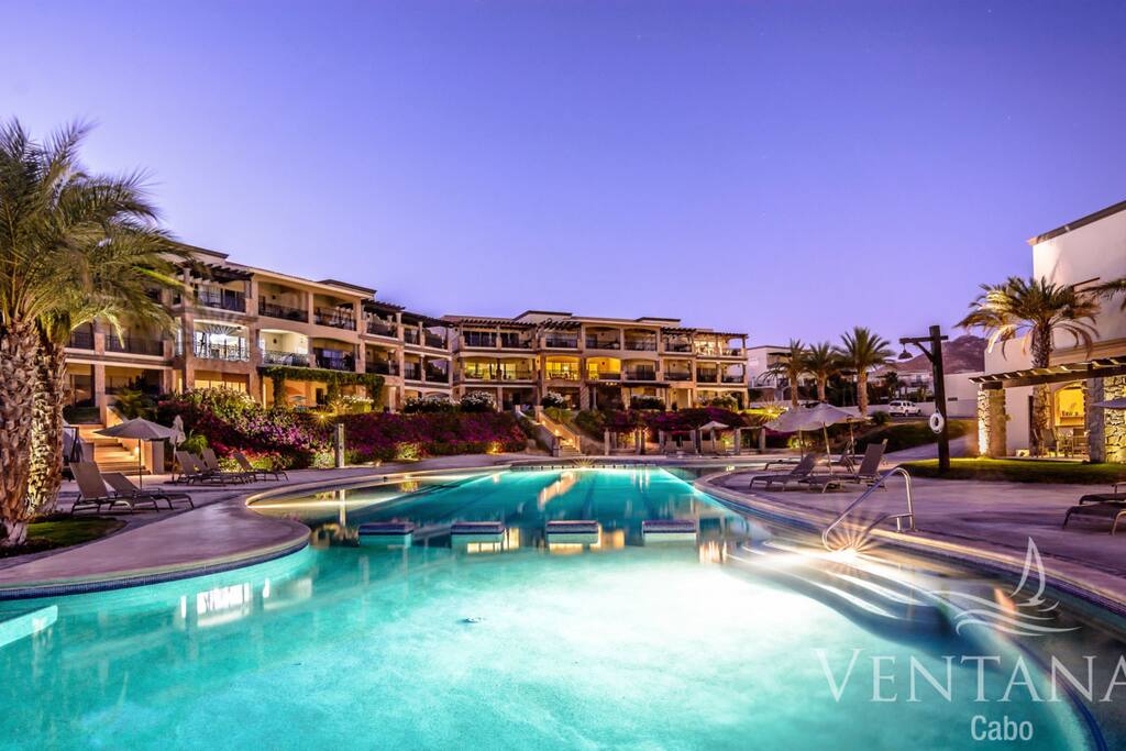 Family Pool At Night