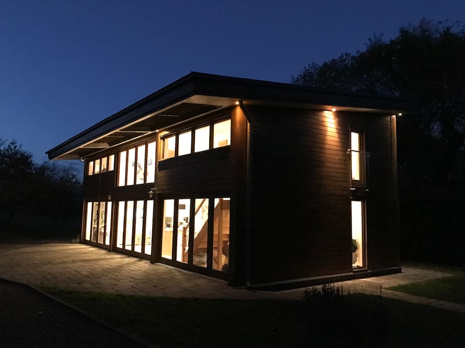 Cedar House at night