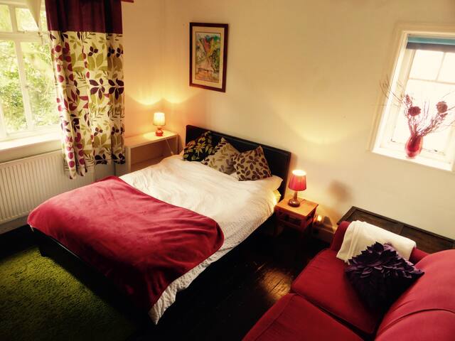 Large room with garden view, close to City centre