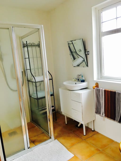 Private ensuit percent shower and sink.