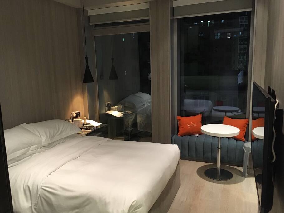 When you enter the apartment. At day time you have a nice view and there is a large balcony as well!