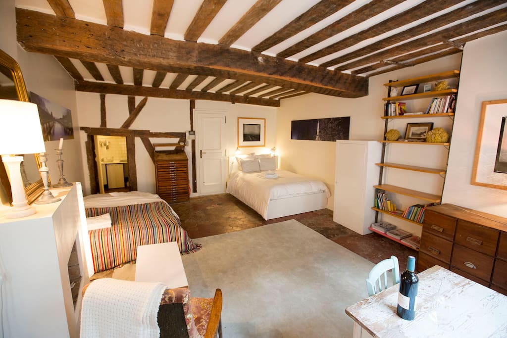 The Main Room - from a different angle - with Sofa/Bed to the left made up as a bed.