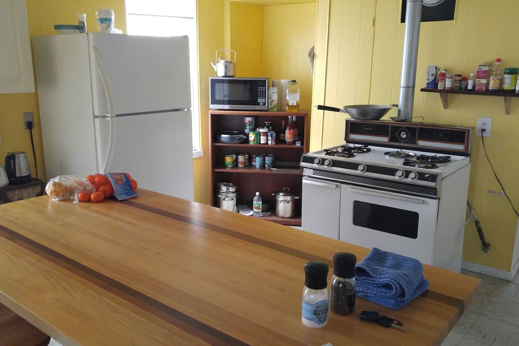 Custom made butcher block island.