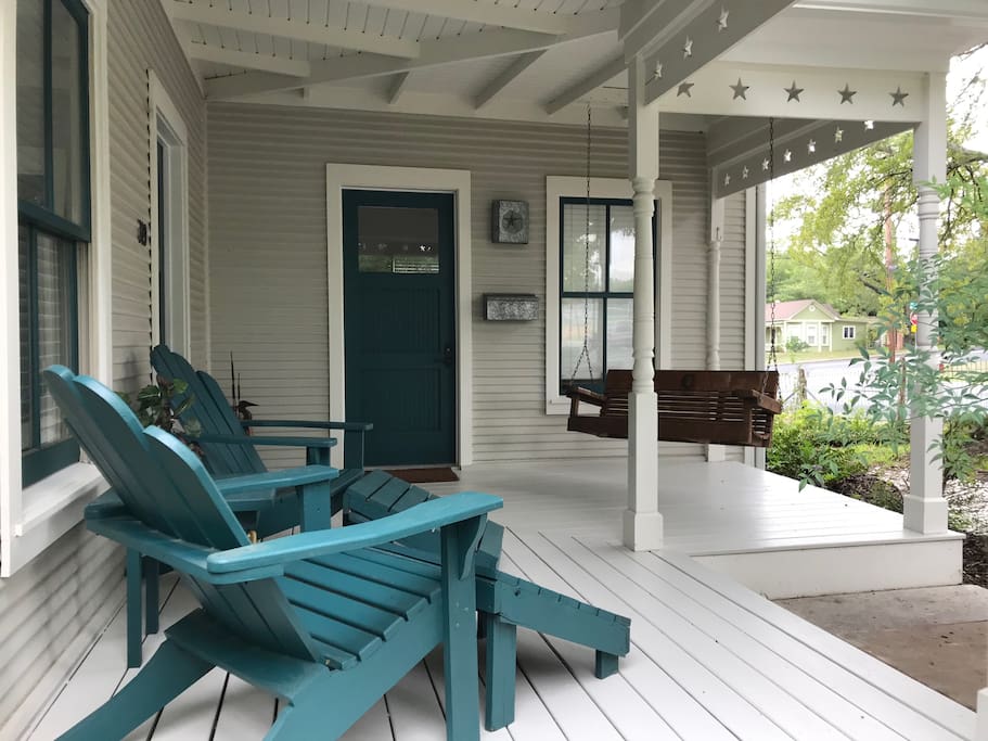 Enjoy visiting on the front porch.