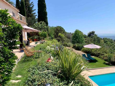 Beautiful villa,pool,beautiful sea view, 20min from Nice