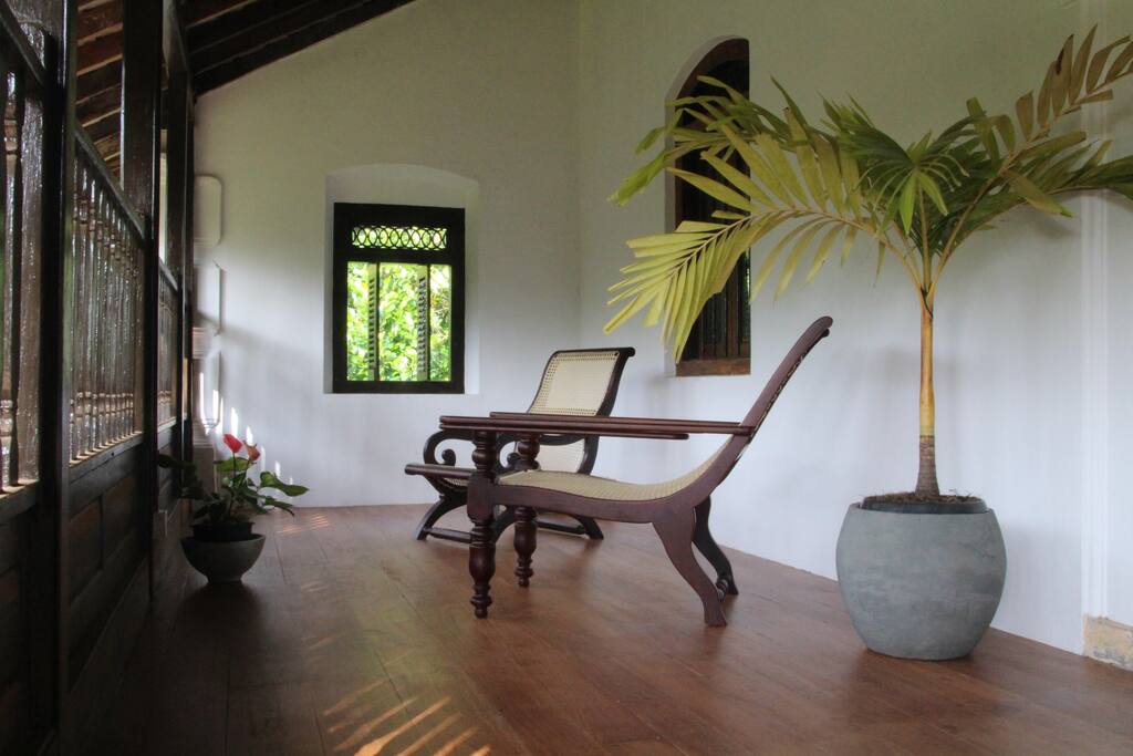 The balcony in front of your bedroom overlooking the garden