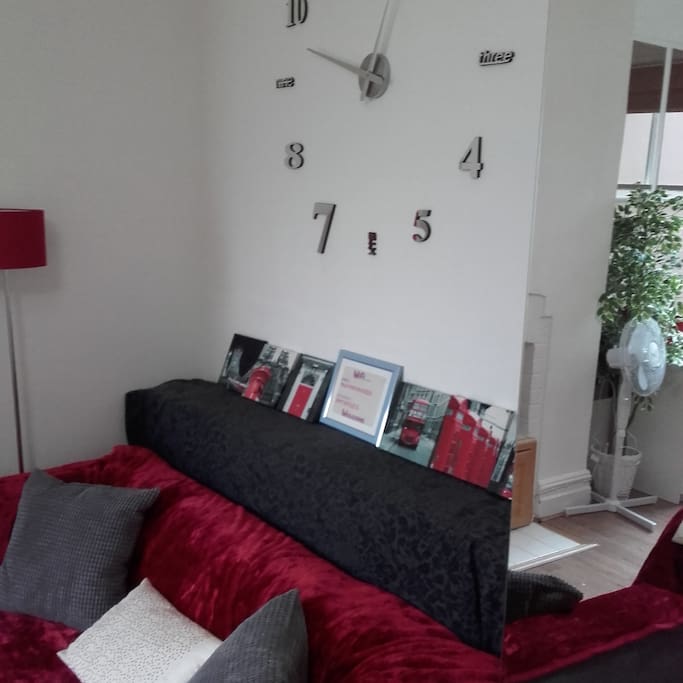 Two Seater Sofa.
Central picture frame displays WiFi login details.