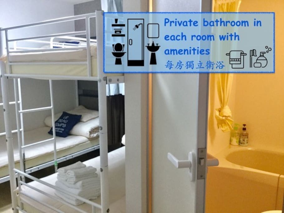 A luxury private room with two beds and private bathroom
