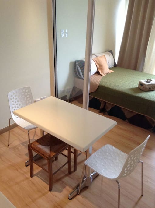 Studio with full sized bed 54" room is on high floor with view and balcony