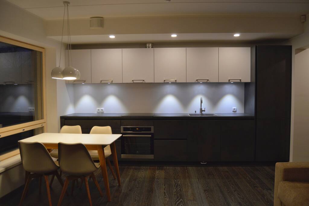 Fully equipped spacious open kitchen and dining area