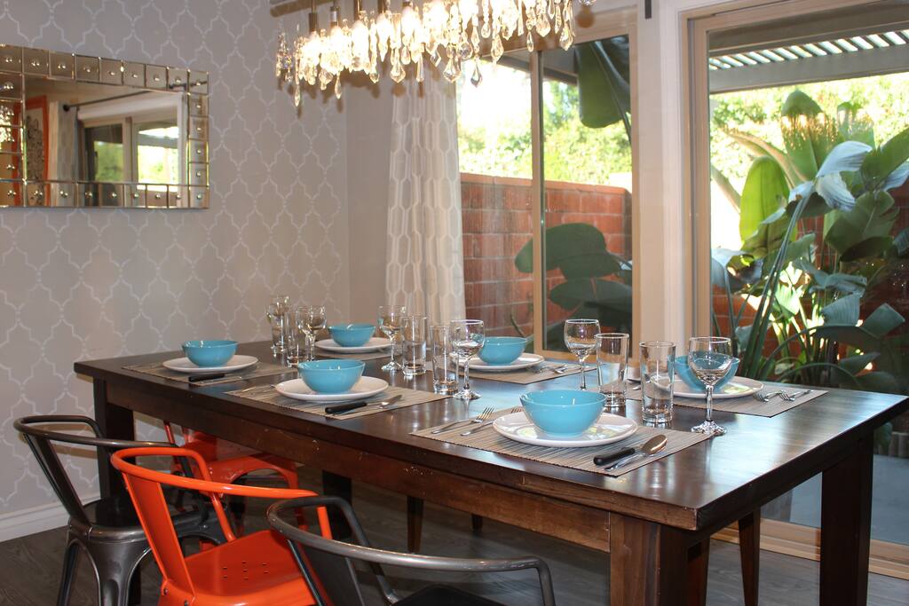 Dining Table with Chairs, Bench, and Highchair