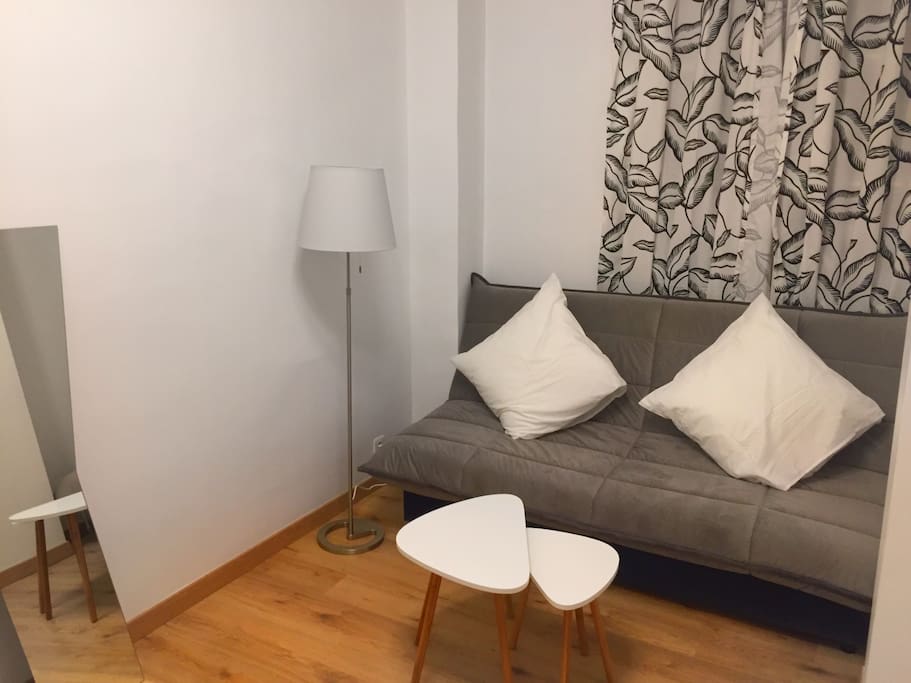 Séjour équipé un canapé lit 140cm