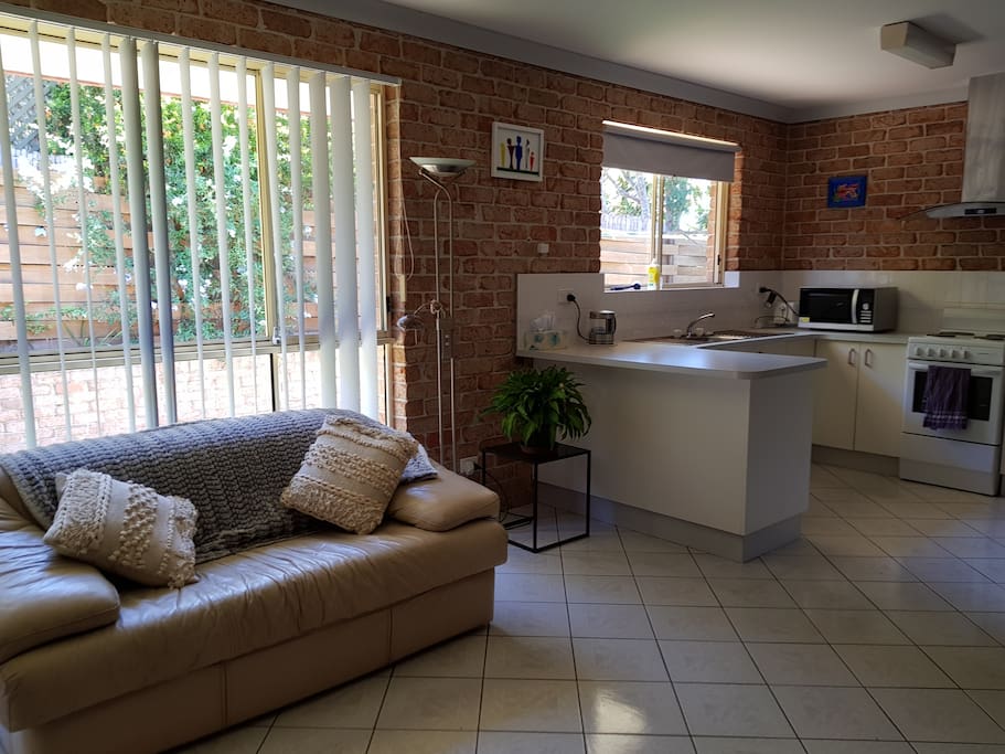 Lounge area and kitchen