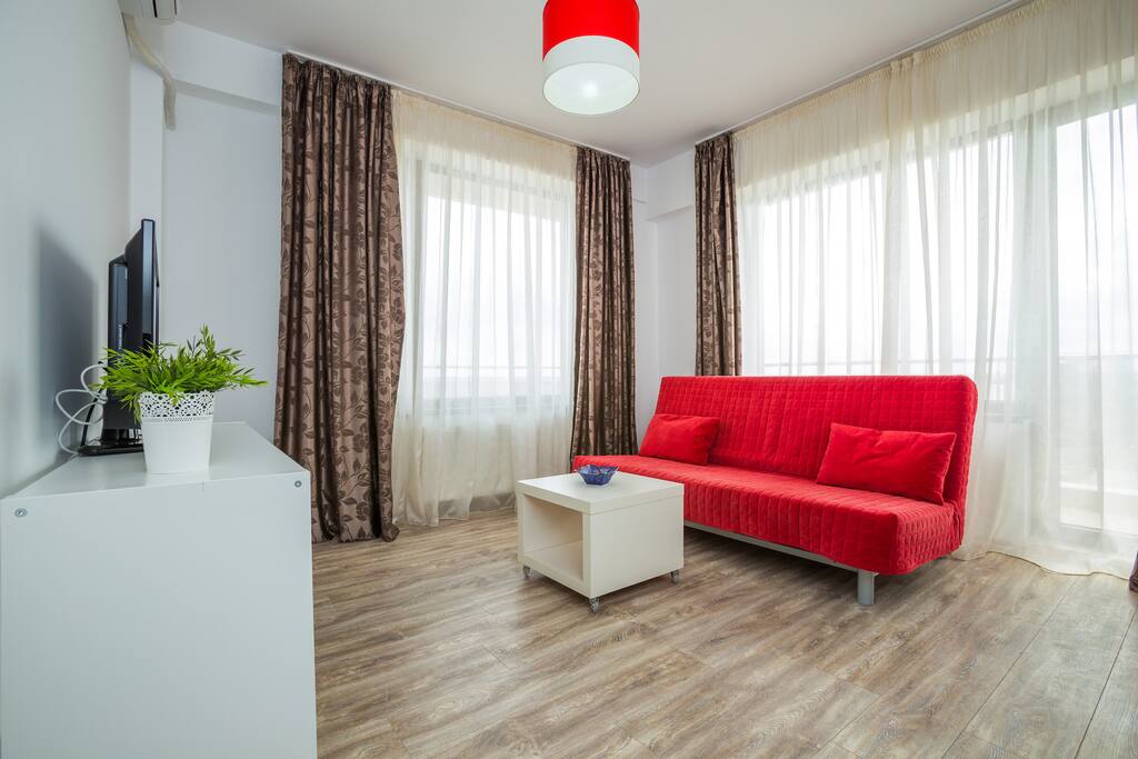 The living room is open space.