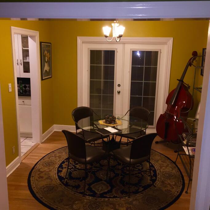 Repainted 2018 and hardwood floors refurbished. Hot tub right outside those French Doors.