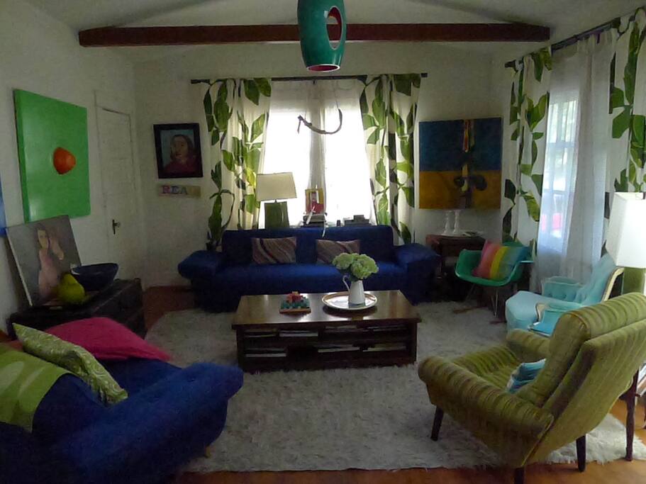 The living room, full of color