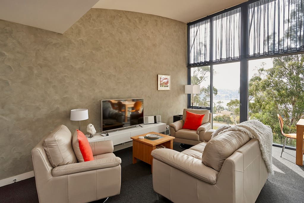 Comfortable modern furnishings for guests to enjoy together.