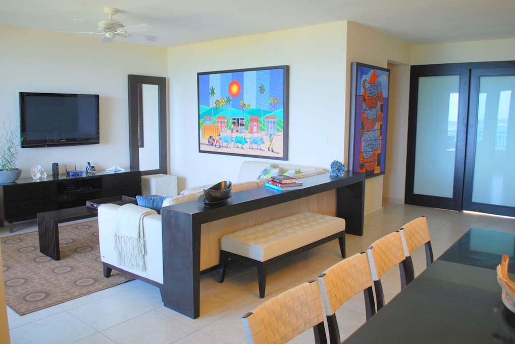 Flat screen tv in living area/ open floor plan