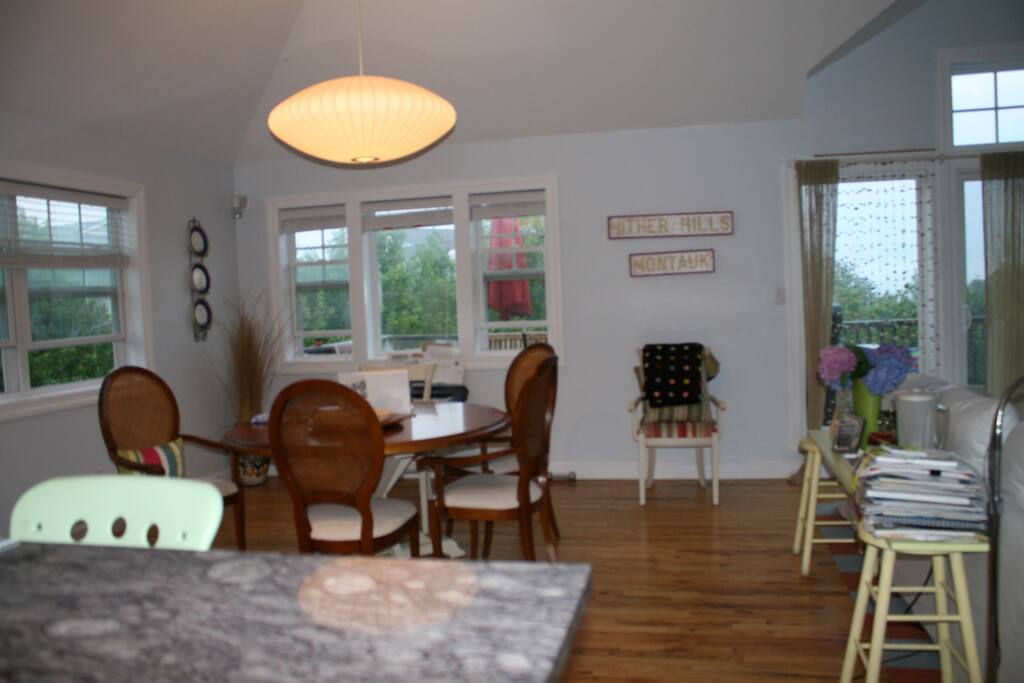 Just a view of dining table over kitchen bar.
