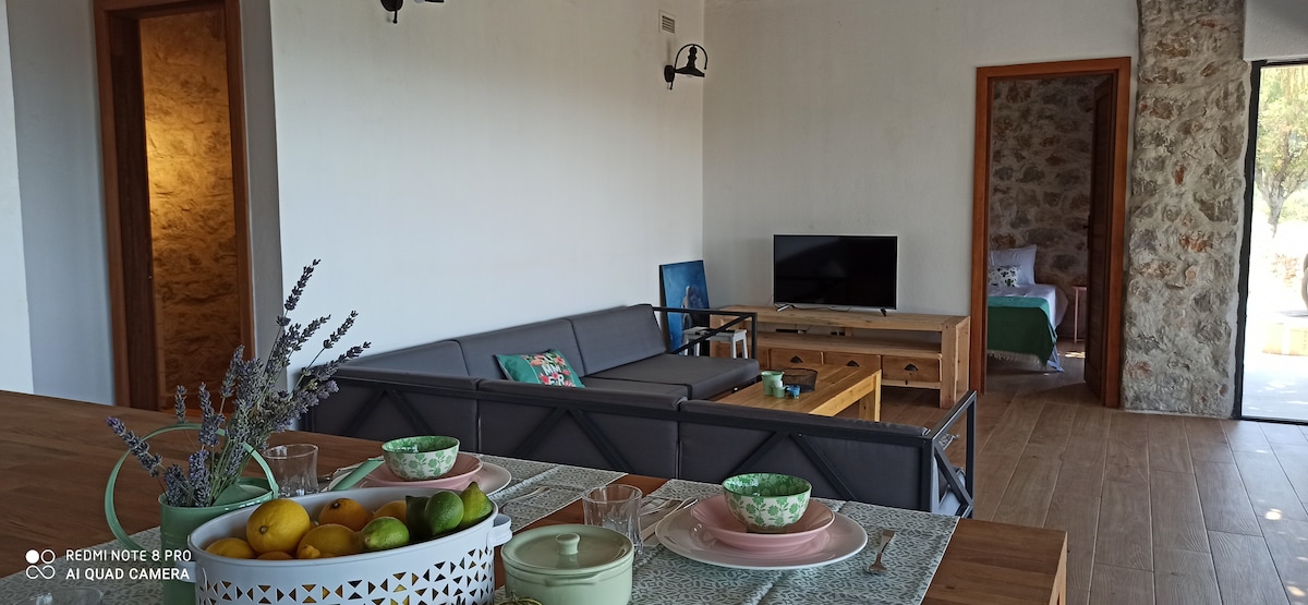 Pohľad z kuchyne do salónika