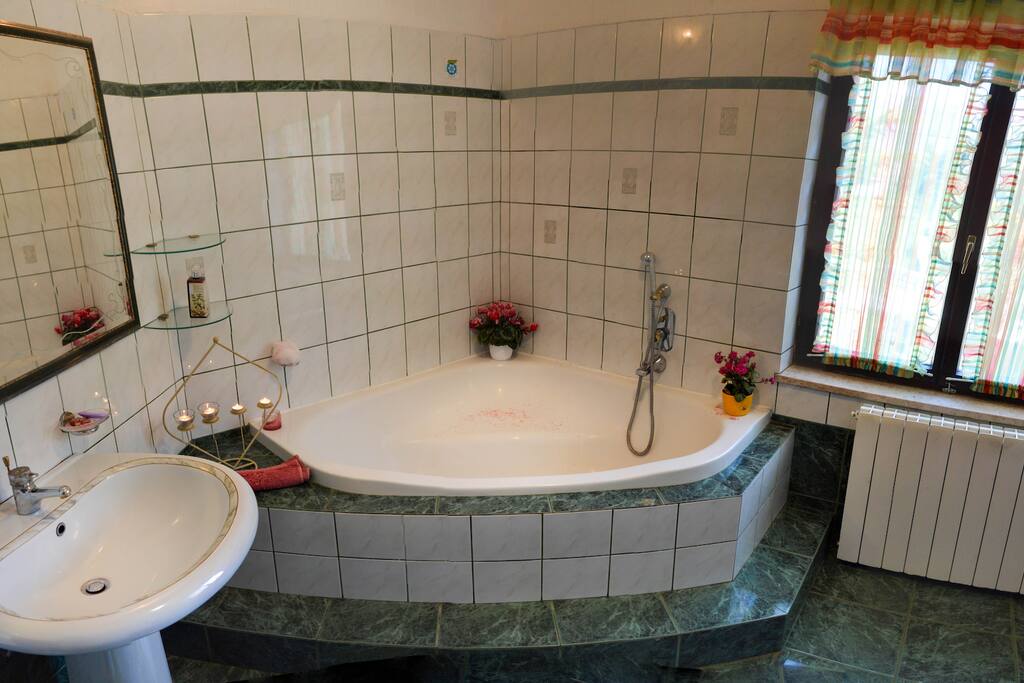 bathroom with shower and bathtube