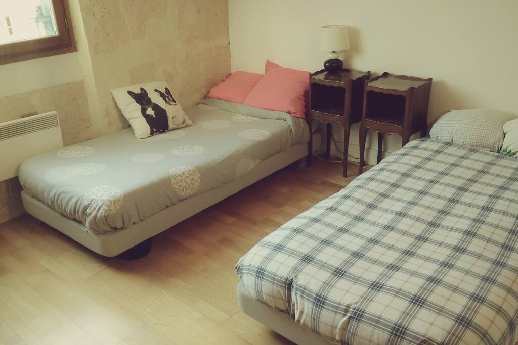 Room with beds separated