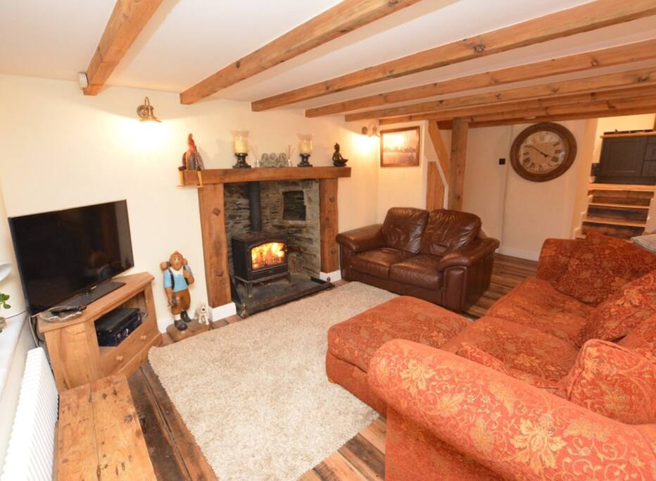 Lovely cosy log burner in the lounge