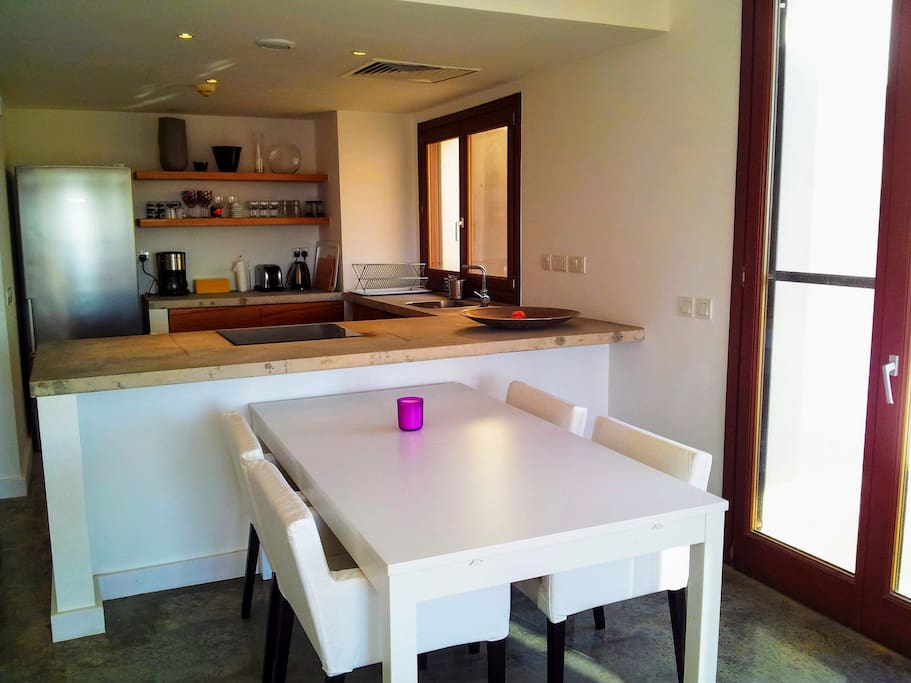 Open kitchen and dining