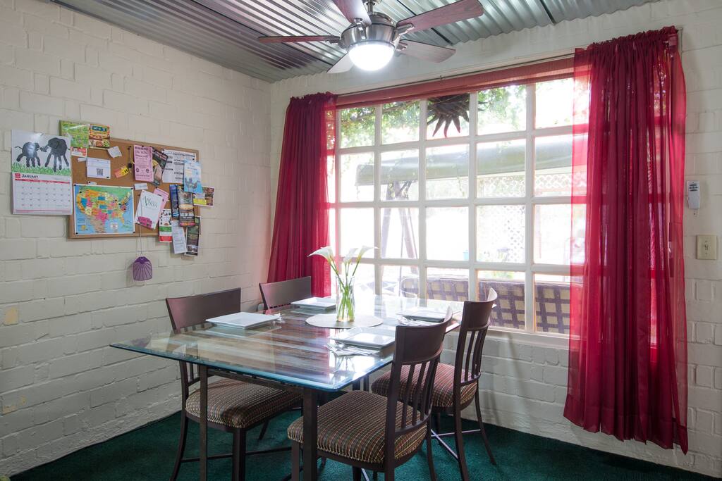 Let in the sun for a cheery breakfast, or spread out to do some needed paperwork