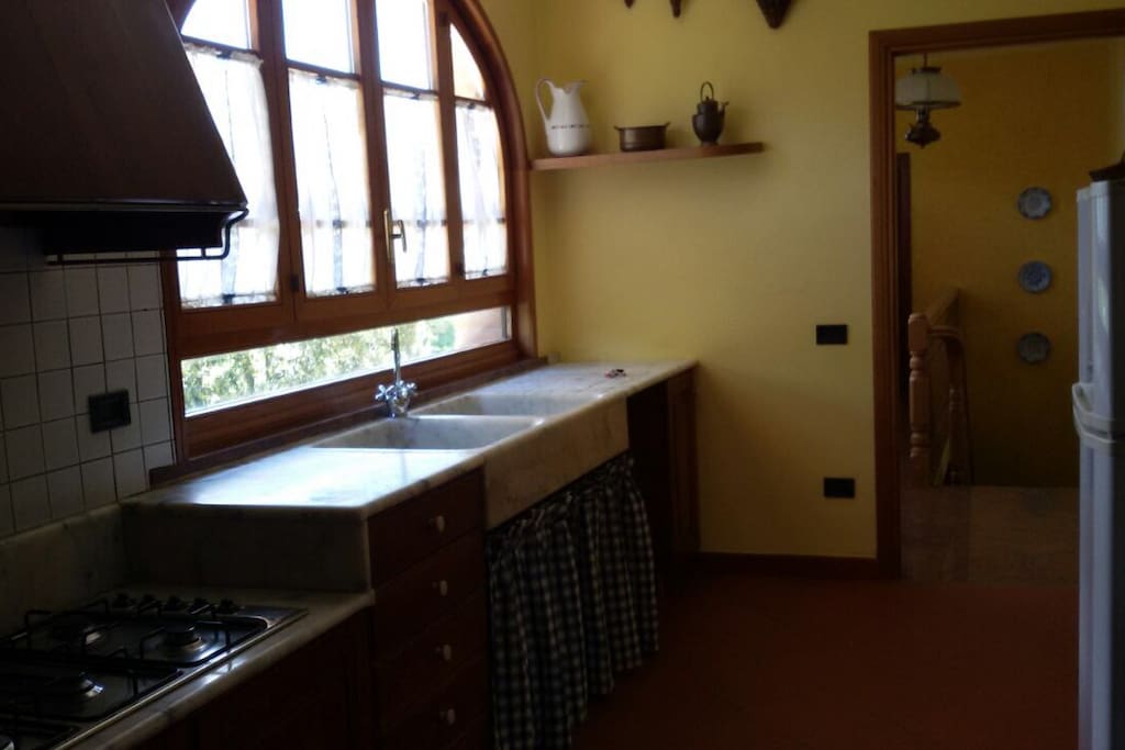 Big kitchen with marble sink