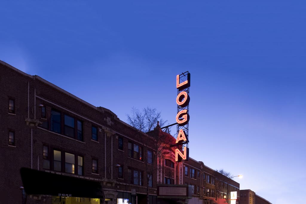 Logan Theatre at night