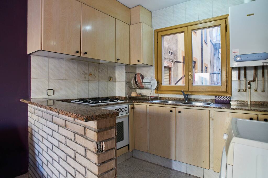Living room with connecting kitchen