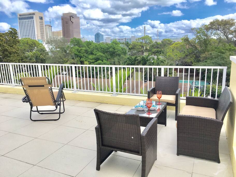 Terrace that is shared by guests