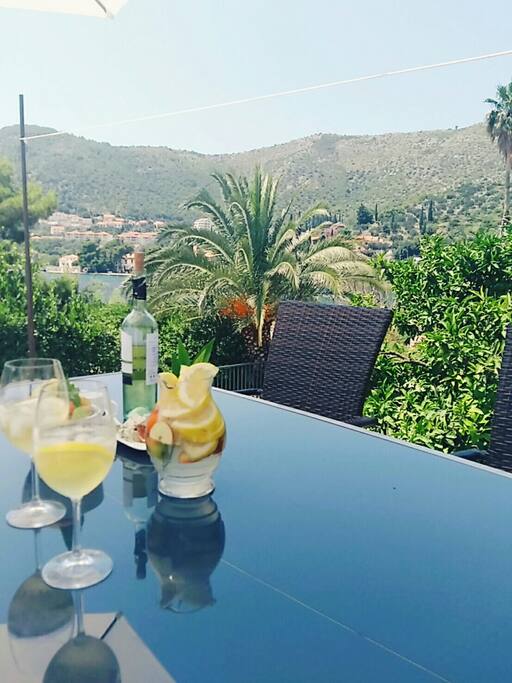a table on the terrace