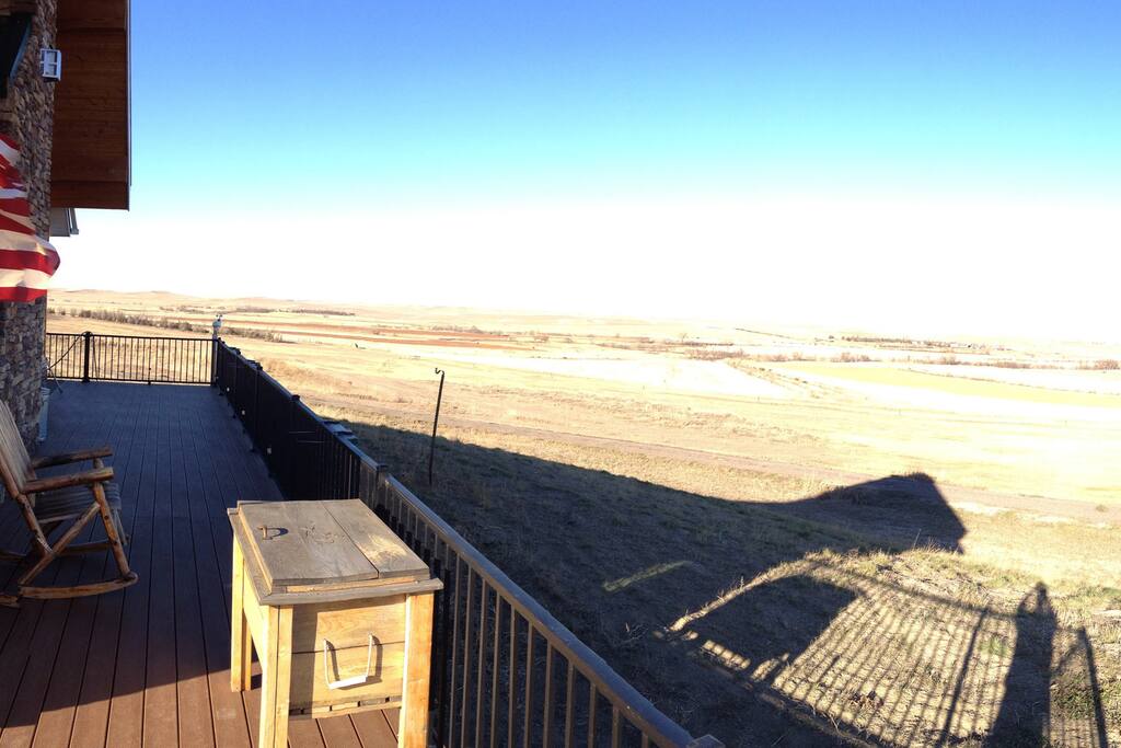 View looking north on the house deck, with Medicine Creek on the valley floor