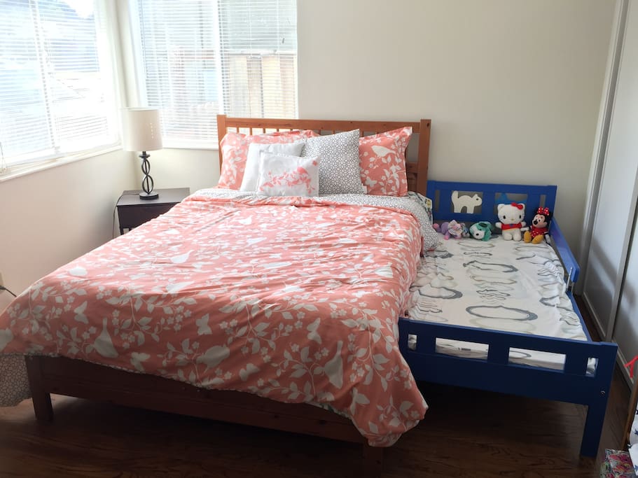 2nd bedroom with full bed + toddler bed (if you don't need toddler bed it can be moved)