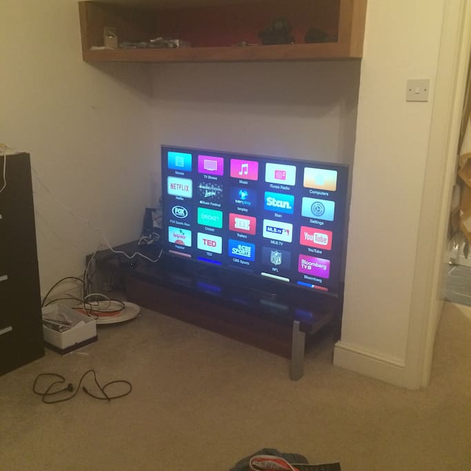 3D Smart TV, good when weather is bad. Several movies available