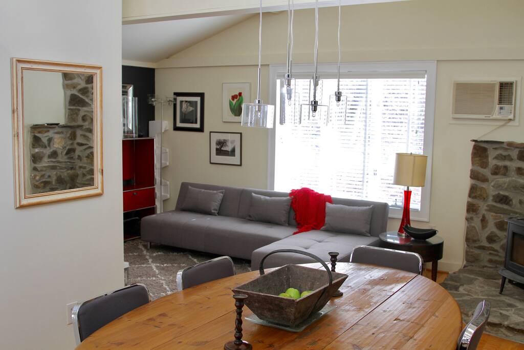 Dining room, and living room.