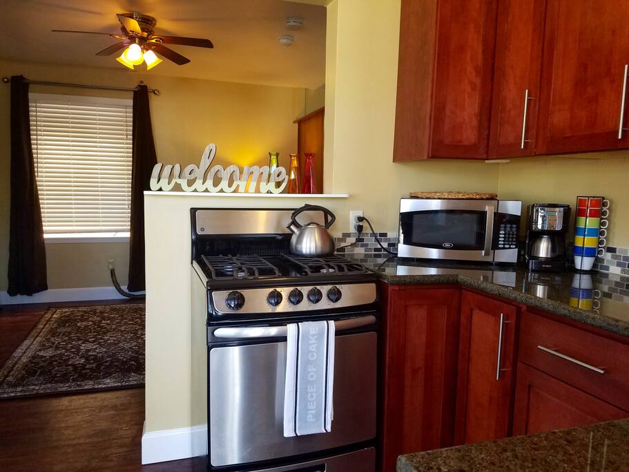 Kitchen is well equipped for cooking.