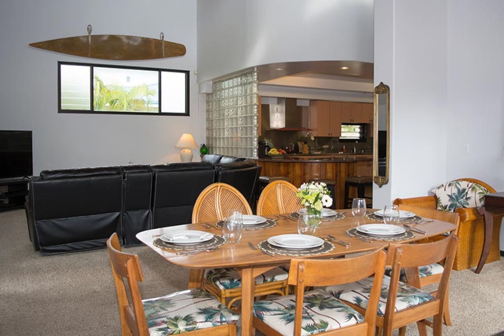 Dining room looking towards sitting area and kitchen