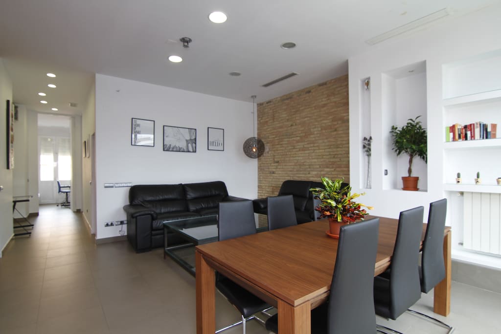 Dining area and living room