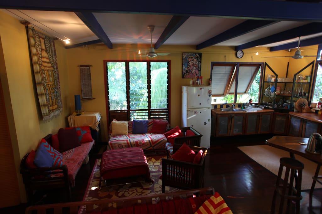 The far corner of the open-living space - good for a quiet chat or working in the evening.