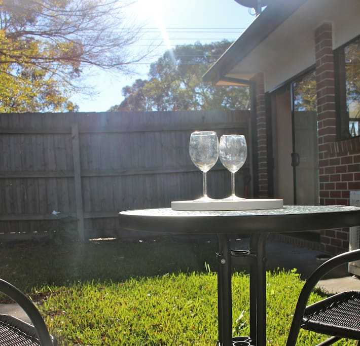 Enjoy the sun at the private yard
